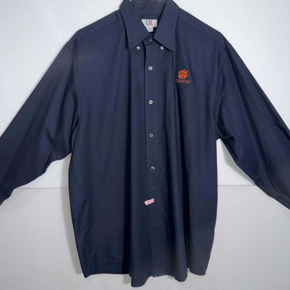 Cutter Buck CB Button Up Long Sleeve Casual Shirt Men Size   X Large‎  Navy Blue